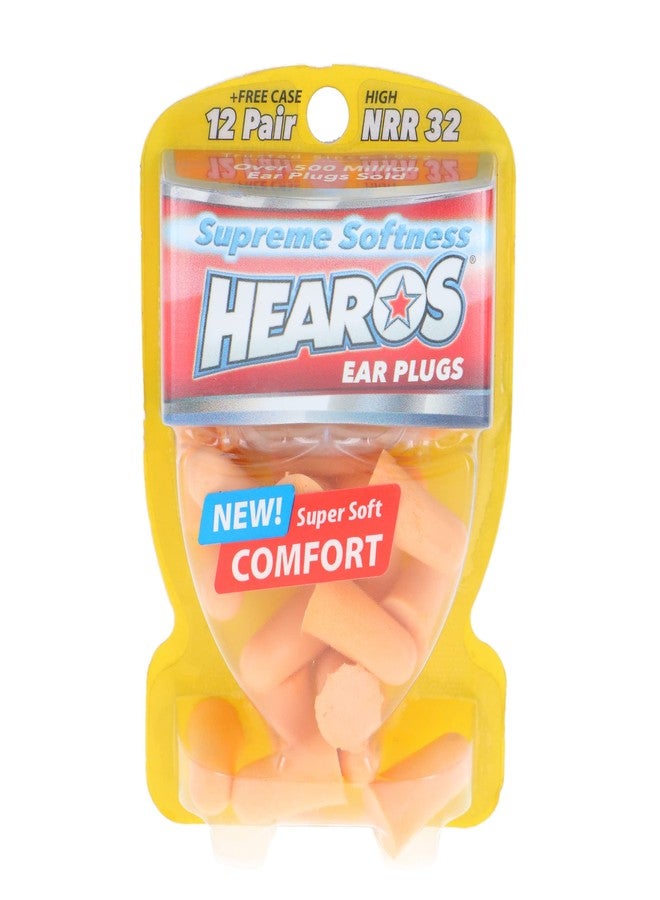 Hearos Supreme Softness Foam Earplugs, NRR 32, Extreme Comfort, Hearing Protection, 12 Pair, (5800) - Image 1